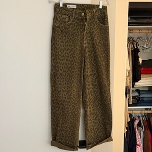 Zara Olive Leopard Patterned Trousers